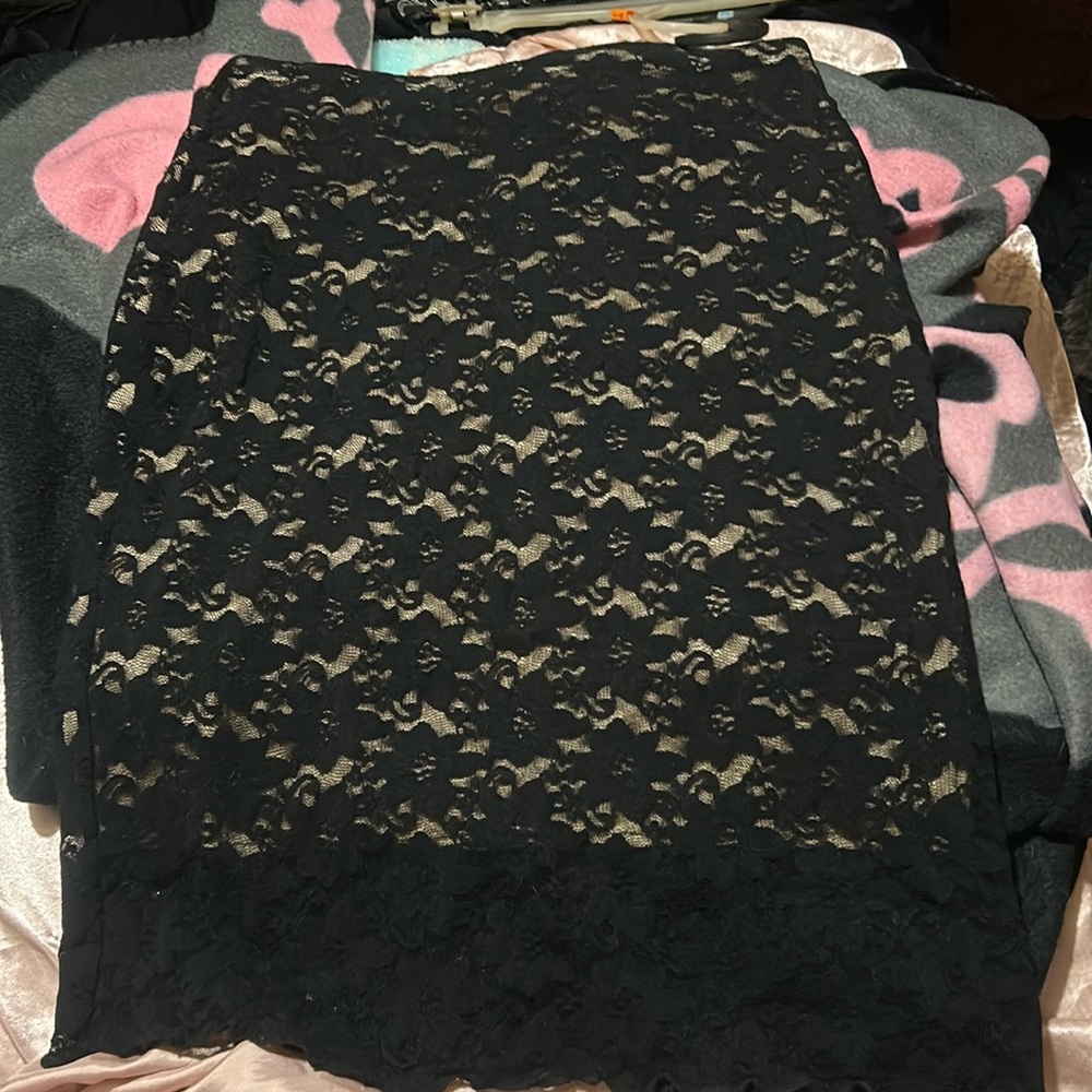 Cute Skirt with Black Lace Overlay